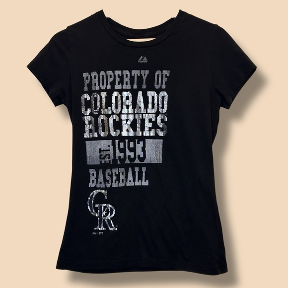Colorado Rockies Baseball Graphic Black Tee Women's Size S - Picture 4 of 4